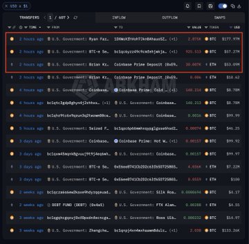 US government Bitcoin transfer